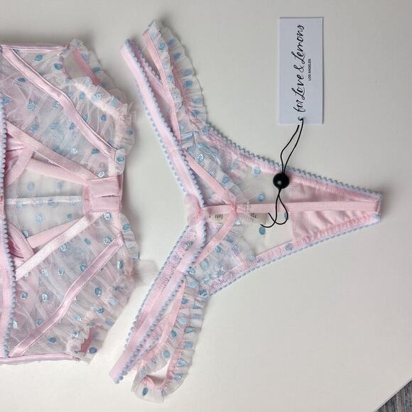 For Love And Lemons Delicate Rose Floral Foil bustier and panty set - Picture 10 of 11